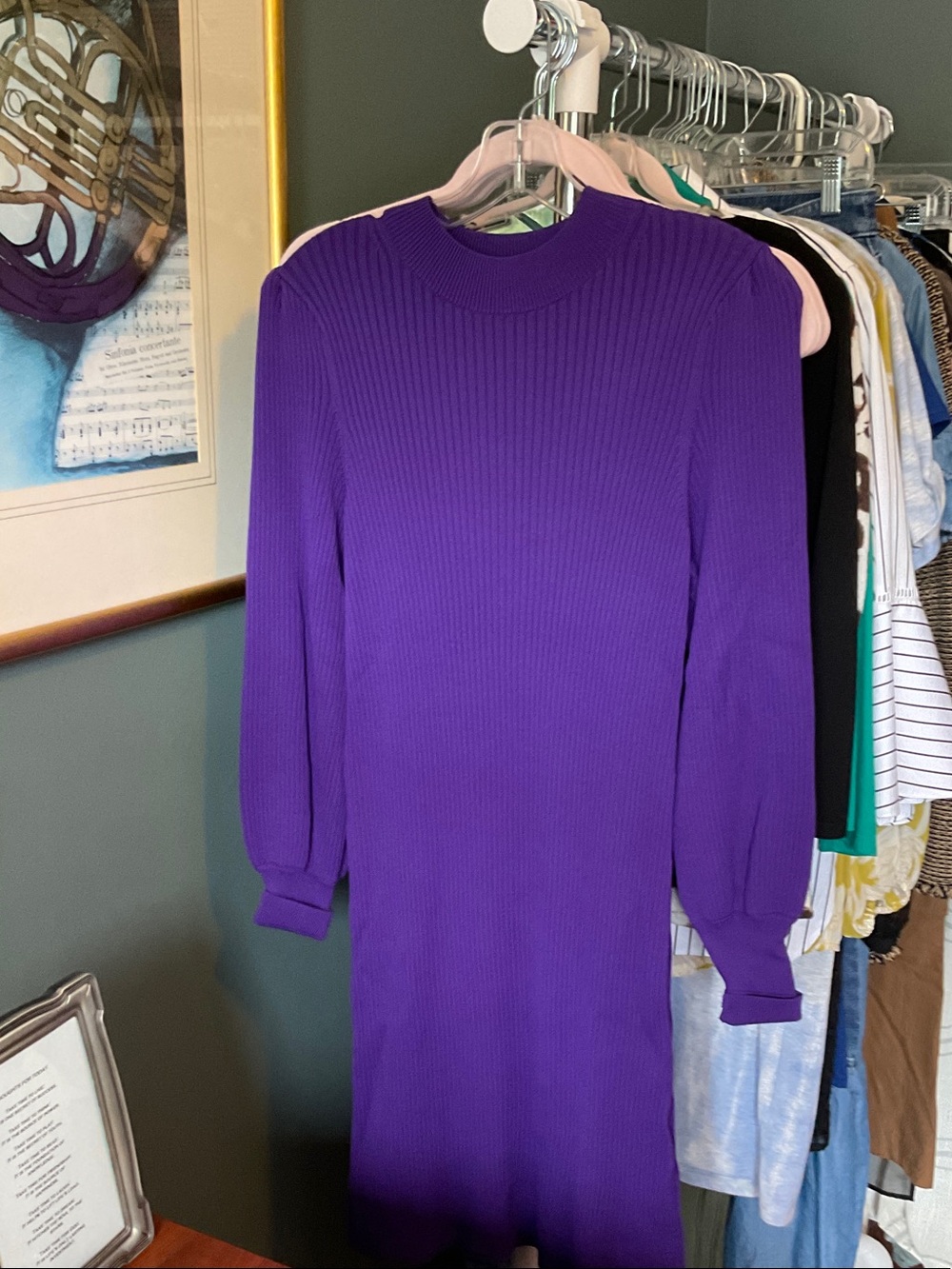 Banana Republic Violet Ribbed Crewneck Sweater Dress